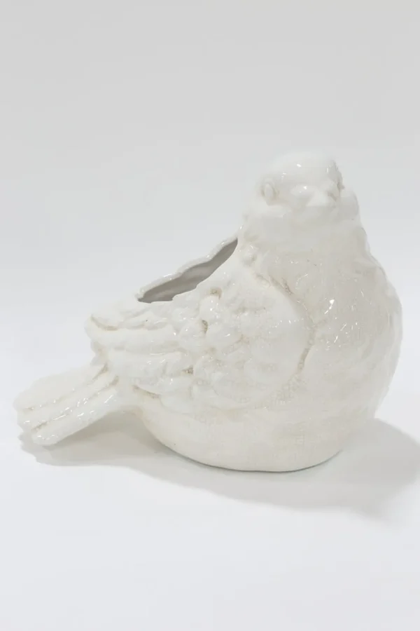 Inspire Me! Home Decor SEASONAL White Outdoor/Indoor Bird Planter/Vase