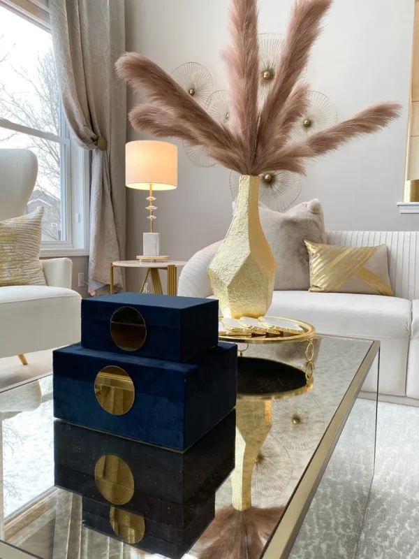 Inspire Me! Home Decor Set Of 2 Velvet Black Boxes With Gold Circle