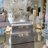 Inspire Me! Home Decor Set Of Decorative Wood Boxes With Acrylic & Gold Handle