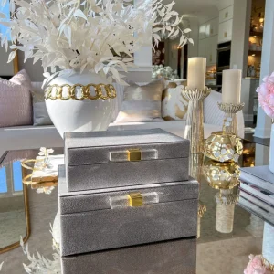 Inspire Me! Home Decor Set Of Decorative Wood Boxes With Acrylic & Gold Handle