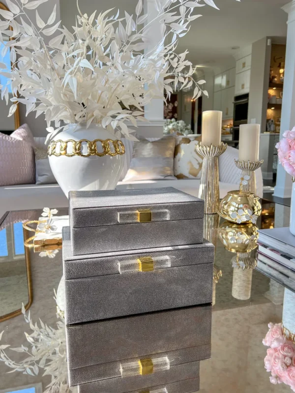 Inspire Me! Home Decor Set Of Decorative Wood Boxes With Acrylic & Gold Handle