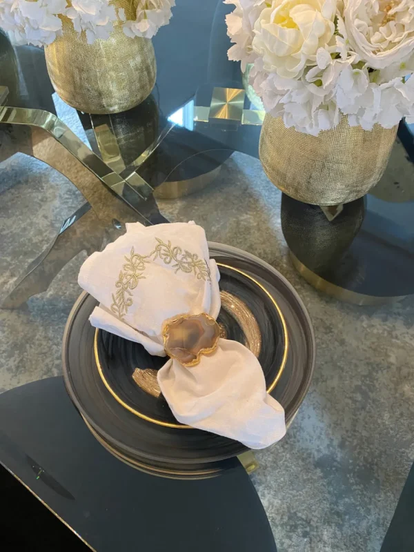 Inspire Me! Home Decor Set Of 4 Agate Napkin Rings (2 Colors)