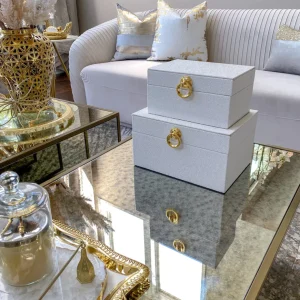 Inspire Me! Home Decor Set Of 2 Faux Leather Boxes W/ Gold Accent (2 Colors)