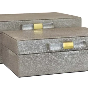 Inspire Me! Home Decor Set Of Decorative Wood Boxes With Acrylic & Gold Handle