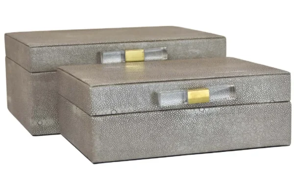 Inspire Me! Home Decor Set Of Decorative Wood Boxes With Acrylic & Gold Handle