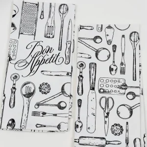 Inspire Me! Home Decor Set Of 2 Black And White Kitchen Utensil Towels (3 Styles)