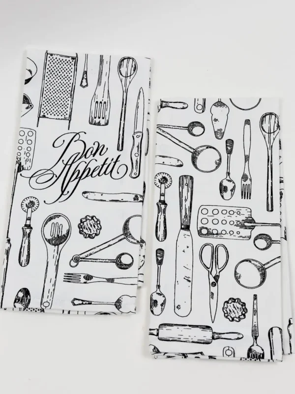 Inspire Me! Home Decor Set Of 2 Black And White Kitchen Utensil Towels (3 Styles)