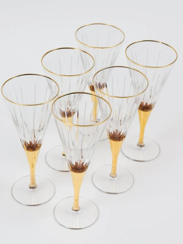 Inspire Me! Home Decor Set Of 6 Gold Stemmed Wine Glasses