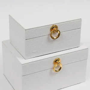 Inspire Me! Home Decor Set Of 2 Faux Leather Boxes W/ Gold Accent (2 Colors)