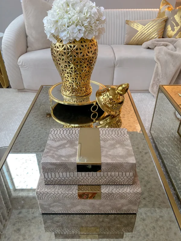 Inspire Me! Home Decor Set Of 2 Gray Snakeskin Print Boxes
