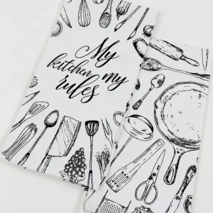 Inspire Me! Home Decor Set Of 2 Black And White Kitchen Utensil Towels (3 Styles)