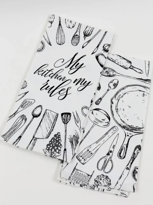 Inspire Me! Home Decor Set Of 2 Black And White Kitchen Utensil Towels (3 Styles)