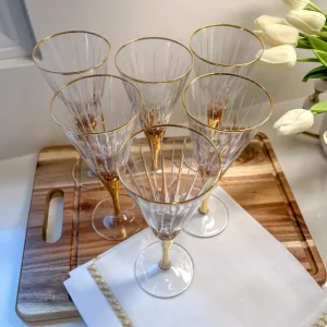 Inspire Me! Home Decor Set Of 6 Gold Stemmed Wine Glasses