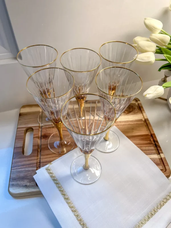 Inspire Me! Home Decor Set Of 6 Gold Stemmed Wine Glasses