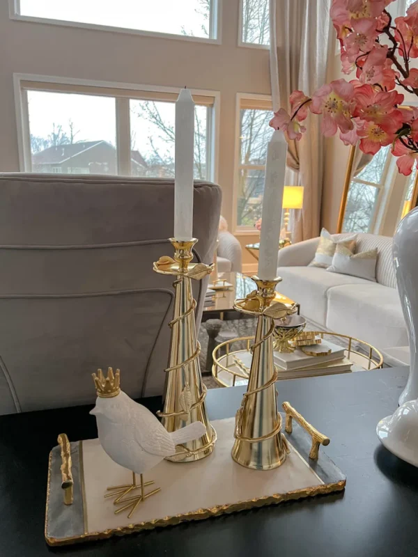 Inspire Me! Home Decor Set Of 2 Birds With Gold Crowns
