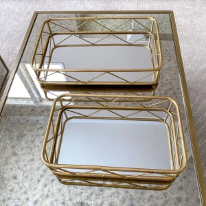 Inspire Me! Home Decor Set Of 2 Gold Mirrored Trays