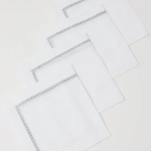 Inspire Me! Home Decor Set Of 4 Embroidered Border Napkins (2 Colors)