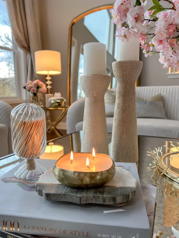 Inspire Me! Home Decor Set Of 2 Ceramic Beaded Candle Holders (2 Colors)
