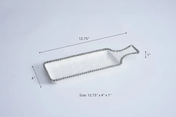Inspire Me! Home Decor Short Silver And White Beaded Tray