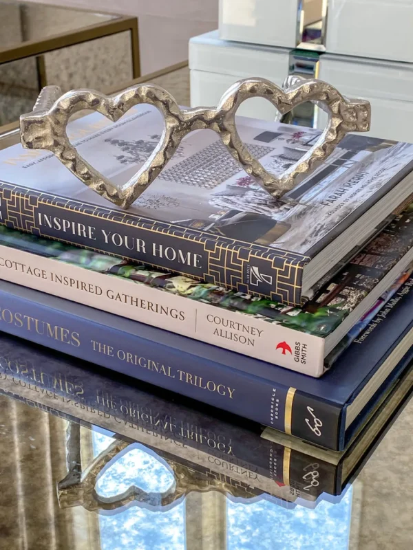 Inspire Me! Home Decor Silver Heart Eyes Glasses Decorative Sculpture