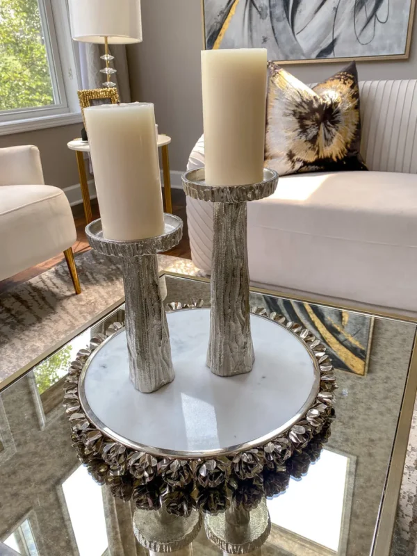 Inspire Me! Home Decor Silver Branch Pedestal Candle Holder (2 Sizes)