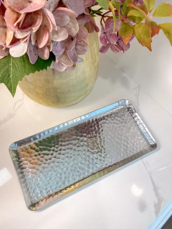 Inspire Me! Home Decor Silver Hammered Rectangular Tray