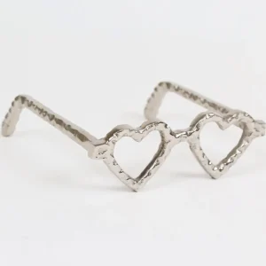 Inspire Me! Home Decor Silver Heart Eyes Glasses Decorative Sculpture