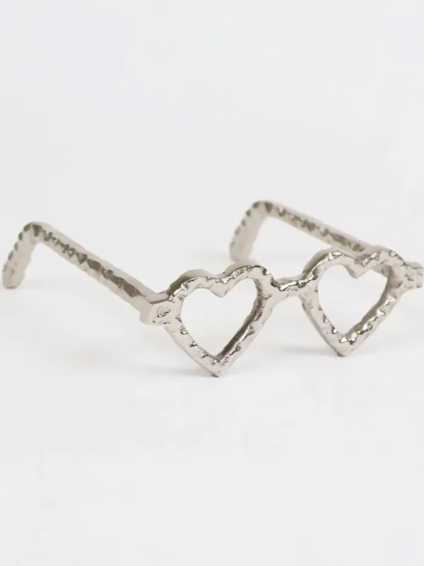 Inspire Me! Home Decor Silver Heart Eyes Glasses Decorative Sculpture
