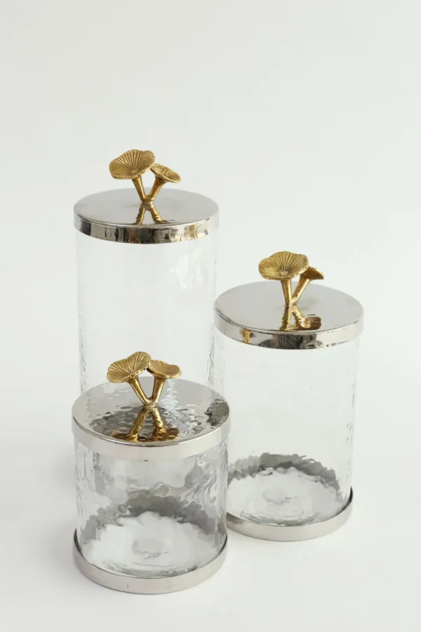 Inspire Me! Home Decor Silver And Gold Flower Top Canister (3 Sizes)
