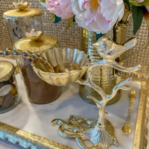 Inspire Me! Home Decor Snack Bowl On Gold Tree Stand With Bird