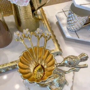 Inspire Me! Home Decor Snack Bowl On Gold Tree Stand With Bird