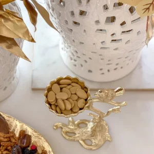 Inspire Me! Home Decor Snack Bowl On Gold Tree Stand With Bird