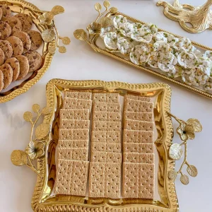 Inspire Me! Home Decor Square Gold Floral Tray With White Enamel Interior