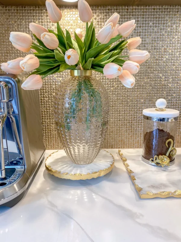 Inspire Me! Home Decor Studded Amber Glass Vase Wtih Gold Rim