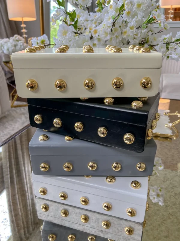 Inspire Me! Home Decor Studded Decorative Wood Boxes (4 Colors)