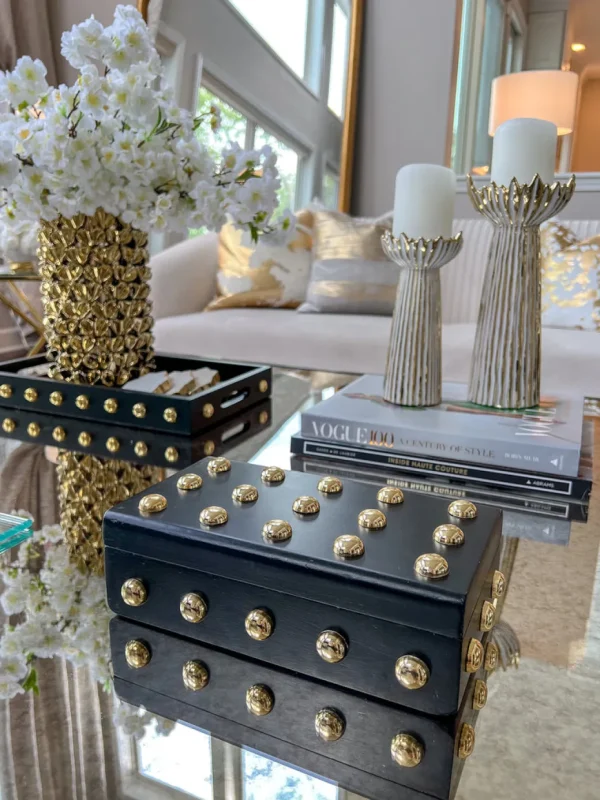 Inspire Me! Home Decor Studded Decorative Wood Boxes (4 Colors)