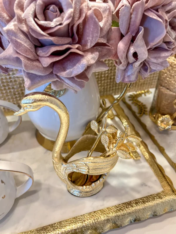 Inspire Me! Home Decor Swan Spoon Holder With 6 Tea Spoons (2 Colors)