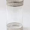 Inspire Me! Home Decor Tall Glass Vase W/ Ornate Silver Metal Rims