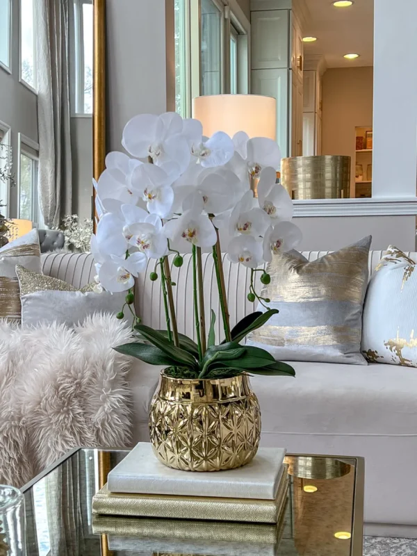 Inspire Me! Home Decor Tall White Potted Faux Orchid