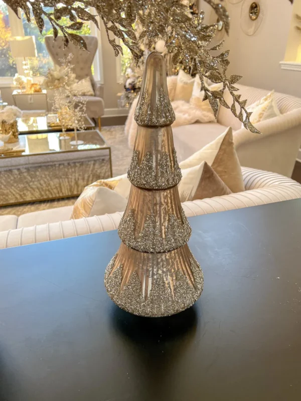 Inspire Me! Home Decor Tall Mercury Glass Tree With Glitter Gold