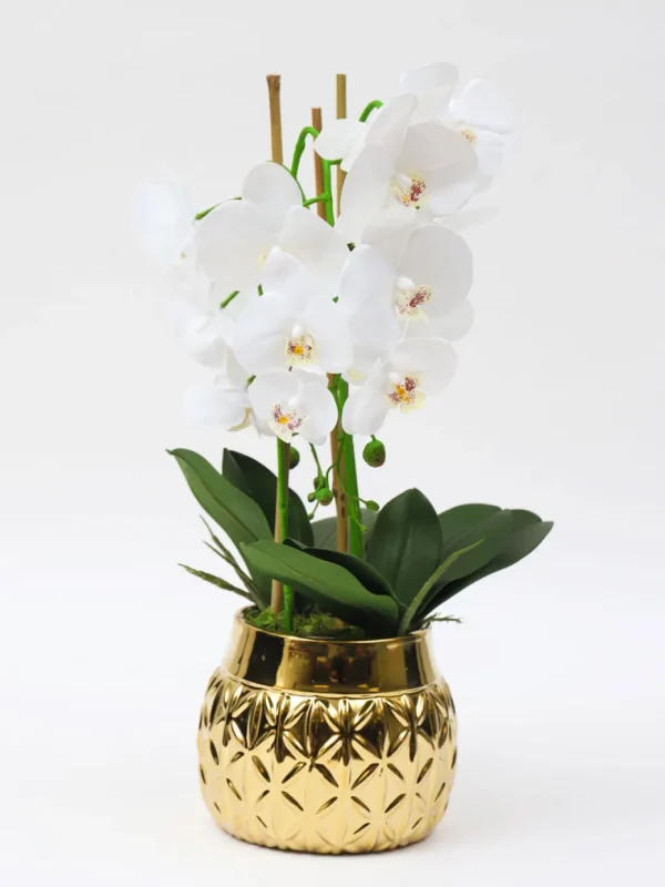 Inspire Me! Home Decor Tall White Potted Faux Orchid