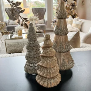 Inspire Me! Home Decor Tall Mercury Glass Tree With Glitter Gold