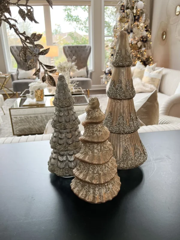 Inspire Me! Home Decor Tall Mercury Glass Tree With Glitter Gold