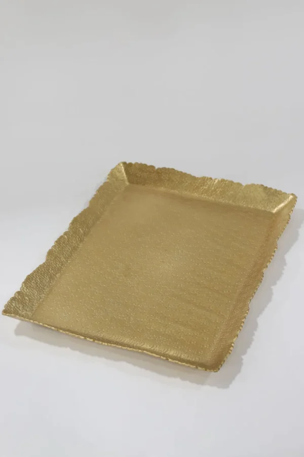 Inspire Me! Home Decor Textured Metal Gold Rectangle Tray