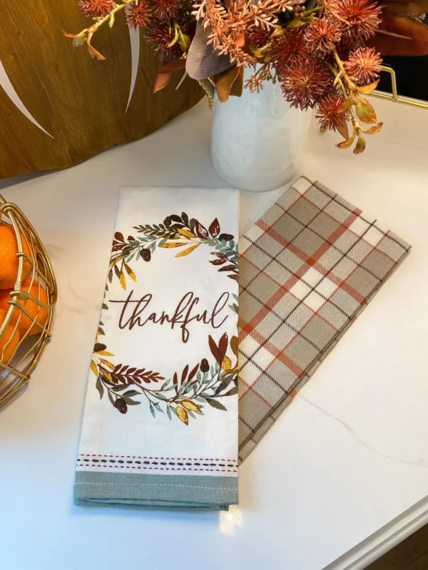 Inspire Me! Home Decor “Thankful” Plaid Kitchen Towels