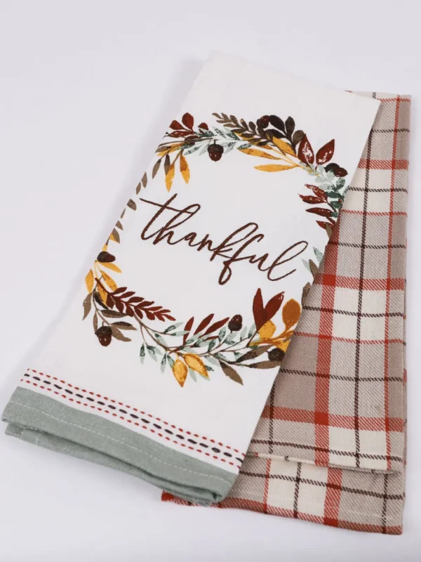 Inspire Me! Home Decor “Thankful” Plaid Kitchen Towels