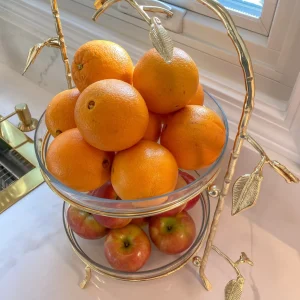 Inspire Me! Home Decor Two-Tiered Gold Leaf Serving Display