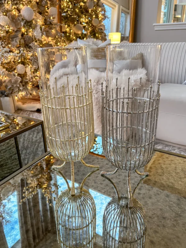 Inspire Me! Home Decor Vase With Vertical Cut Out Design And Glass Insert (2 Colors)