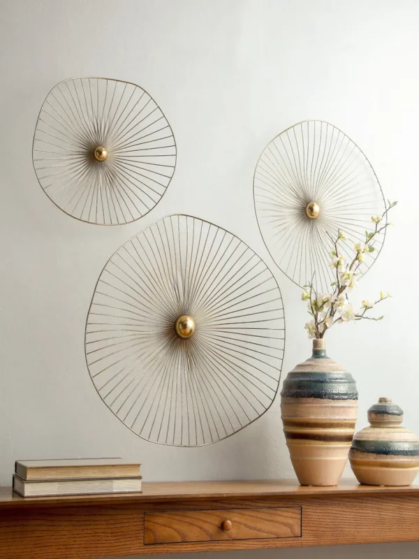 Inspire Me! Home Decor WALL ART & MIRRORS Gold Asymmetrical Circles Wall Art (Set Of 3 – 3 Different Sizes)