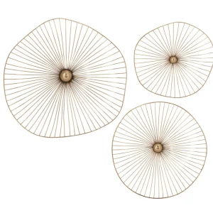 Inspire Me! Home Decor WALL ART & MIRRORS Gold Asymmetrical Circles Wall Art (Set Of 3 – 3 Different Sizes)